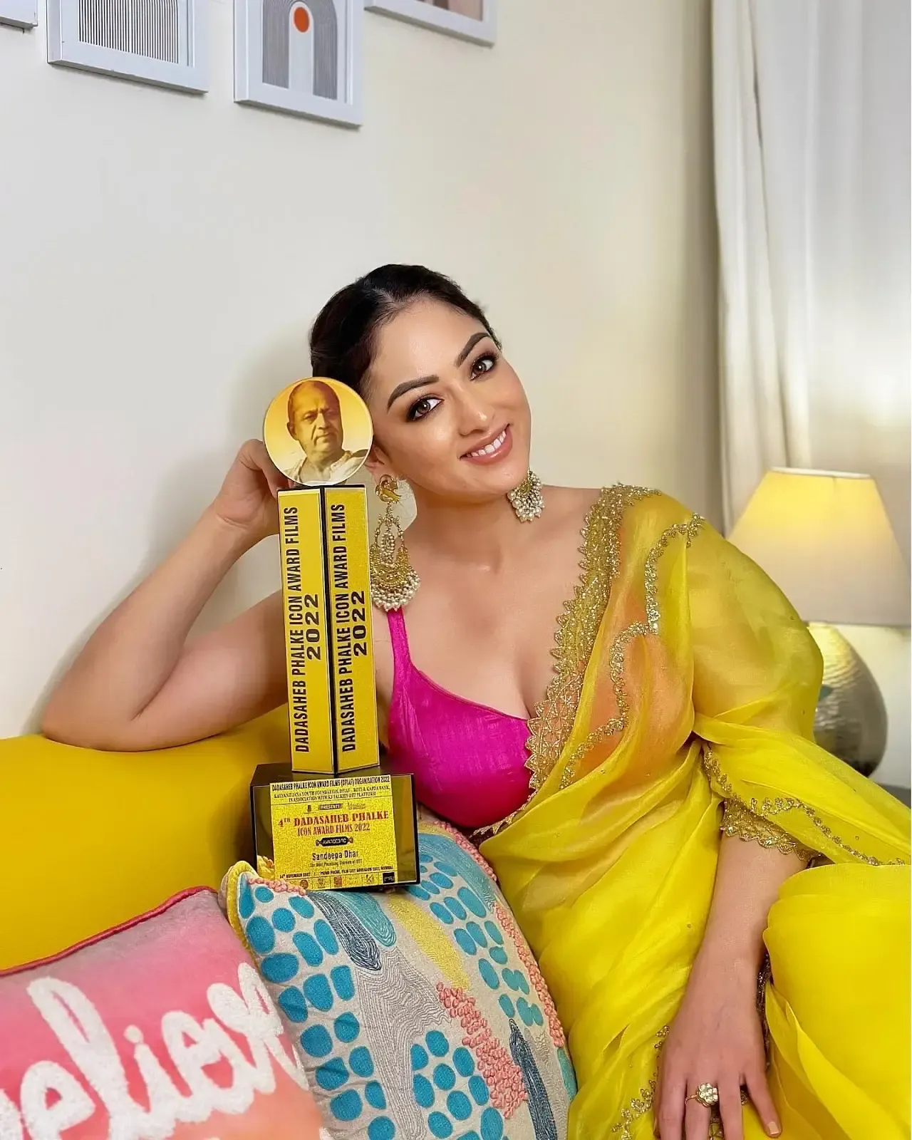 NORTH INDIAN MODEL SANDEEPA DHAR IMAGES IN TRADITIONAL YELLOW SAREE 3